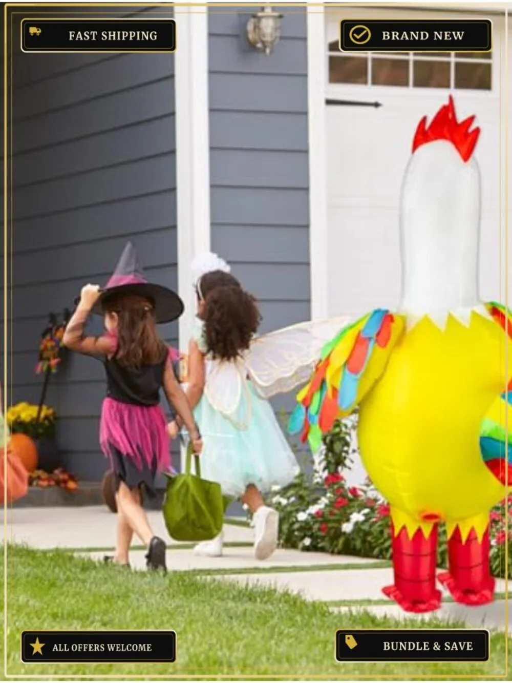 Kids Inflatable Chicken Costume Blow Up Halloween Cosplay Party